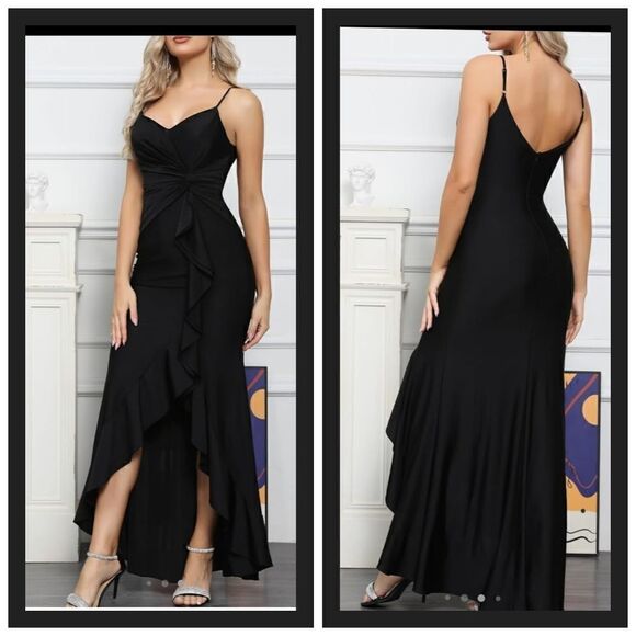 Sleeveless Spaghetti Strap  Wedding Guest Party Dress Cocktail Evening Midi - Picture 1 of 14